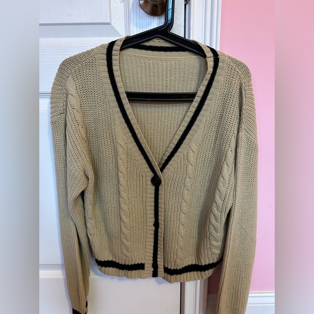 Beige and black cardigan